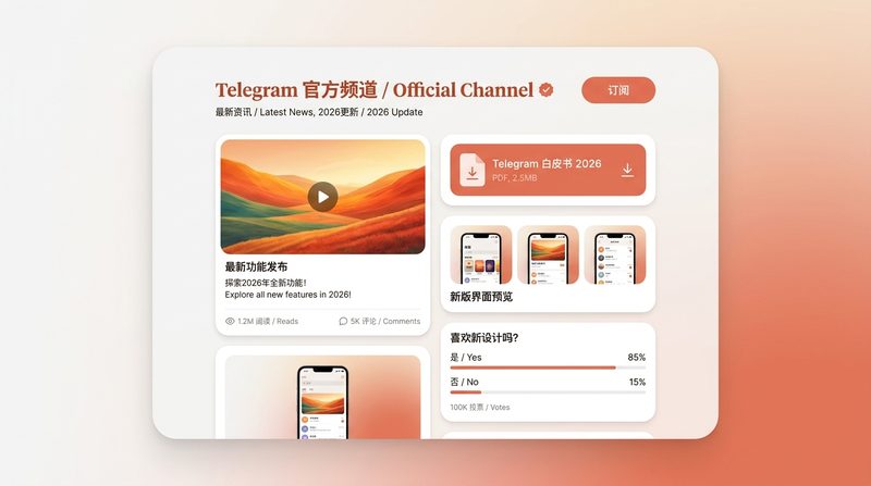 Telegram频道信息流展示，丰富的多媒体内容广播